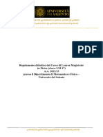 Regolamento Didattico LM38 LM Fisica 2022-23 Unisalento