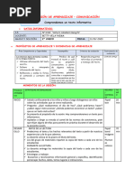 SESIÓN DE APRENDIZAJE - Comprendemos Un Texto Informativo