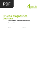 Prueba Diagnóstica Lectura, Comprensión de Textos Oralizados. 4 Grado de Primaria