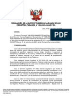 Resolución de La Superintendencia Nacional de Los Registros Públicos #160-2023-Sunarp/Sn