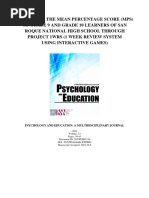 Increasing The Mean Percentage Score (MPS) of Grade 9 and Grade 10 Learners of San Roque National High School Through Project 1WRS (1 Week Review System Using Interactive Games)