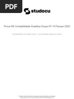 Prova de Contabilidade Analitica Grupo No 15 Fecuan 2022