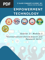 Empowerment Technology: Quarter 1 - Module 3 "Contextualized Online Search and Research Skills"