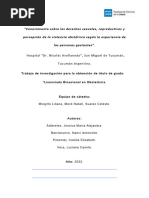 Conocimiento Sobre Los Derechos Sexuales, Reproductivos y Percepción de La Violencia Obstétrica Según La Experiencia de Las Personas Gestantes