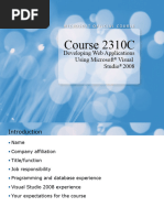 Course 2310C: Developing Web Applications Using Microsoft Visual Studio 2008