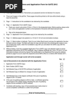 Instructions and Application Form For GATE 2012