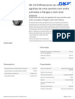 SKF NK 43 - 20rolamento de Rolos de Agulhas de Uma Carreira Com Anéis Usinados e Flanges e Sem Anel Interno Specification