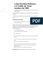 Lei Dos Partidos Políticos - Lei #9.096, de 19 de Setembro de 1995 - Tribunal Superior Eleitoral