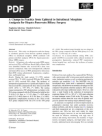 A Change in Practice From Epidural To Intrathecal Morphine For Hepato Bilio Surg