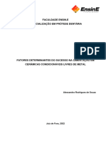 TCC FATORES DETERMINANTES DO SUCESSO NA CIMENTAÇÃO EM CERÂMICAS CONDICIONÁVEIS LIVRES DE METAL, Por Alessandra Rodrigues de Souza