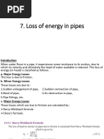 Energy Loss in Pipes