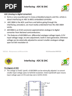 Interfacing - ADC & DAC: ADC (Analog To Digital Converter)