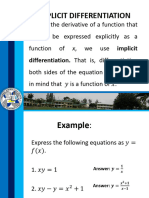 Implicit Differentiation and Application