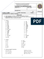 Lista 1 8º Ano 1º Bi