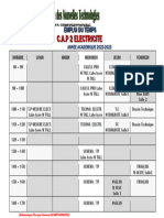 Emploi Du Temps CAP 2 Electricité