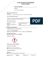 Hoja de Seguridad Acido Citrico