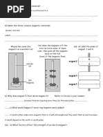 Magnetism Revision Worksheet