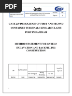 Method of Statement For Gate # 23 Backfilling and Excavation Construction