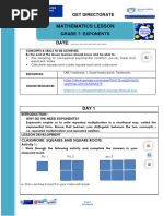 Lesson Plan Gr. 7 Mathematics Term 1 Week 4 EXPONENTS Lesson 1&2