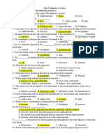 Unit 5: Digestive System Circle The Best Answer For The Following Sentences