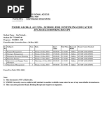 Exam Fee Receipt