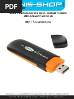 Mode D'emploi Clé USB 3G 3G+ Modem 7.5 Mbps Emplacement Micro SD