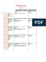 Weekly Plan G1: Week Subject Song / Story / Game Instrument