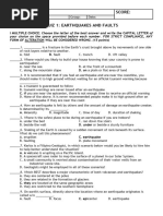 Science 8 2nd Quiz 1 Earthquakes and Faults