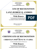 Certificate of Recognition Template Third QTR