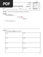 Multiples, Factors and Primes