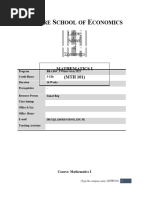 Ahore Chool OF Conomics: Mathematics I (MTH 101)