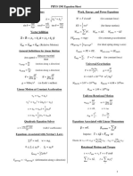 Physics 1301 Equation Sheet