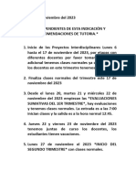 Indicaciones Generales y Remendaciones 1er Trimestre