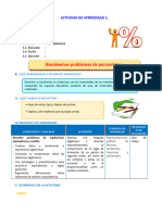 D1 A1 SESIÓN Resolvemos Problemas de Porcentajes.