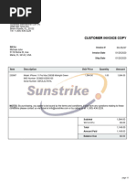 Customer Invoice Copy: Bill To: Invoice # Invoice Date Ship Date