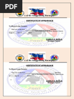 Certificate of Appearance