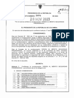 Decreto 2074 Del 28 de Noviembre de 2023