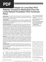 Continuity Strategies For Long-Stay PICU Patients: Consensus Statements From The Lucile Packard Foundation PICU Continuity Panel