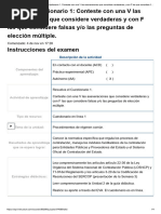 Examen - (AAB01) Cuestionario 1 - Conteste Con Una V Las Aseveraciones Que Considere Verdaderas y Con F Las Que Considere Falsas y - o Las Preguntas de Elección Múltiple