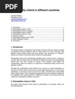 Patent Ability Criteria in Different Countries