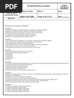 Analise Sintática - Orações Coordenadas - Atividades 2021