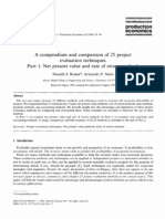 A Compendium and Comparison of 25 Project Evaluation Techniques. Part 1 Net Present Value and Rate of Return Methods