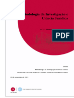 Metodologia Da Investigação e Ciência Jurídica: 44722 Sabrina Carvalho Mendes