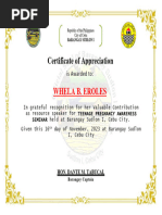 Certificate of Appreciation