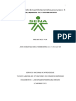 Cuadro Comparativo de Requerimientos Normativos para Un Proceso de Importación y Exportación. GA2-210101064-AA2-EV01.