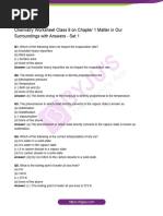 Chemistry Worksheet Class 9 On Chapter 1 Matter in Our Surroundings With Answers Set 1