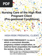 1 Nursing Care of The Pregnant Client Pre Gestational Condition