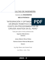 Integración y Optimización de Un Brazo Robótico de Bajo Costo en Procedimiento de Cirugía Asistida en El Perú