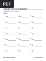 Grade 3 Fractions To Decimals C