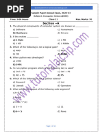 Answer Key Sample Paper 1 Class XI Annual Exam CS